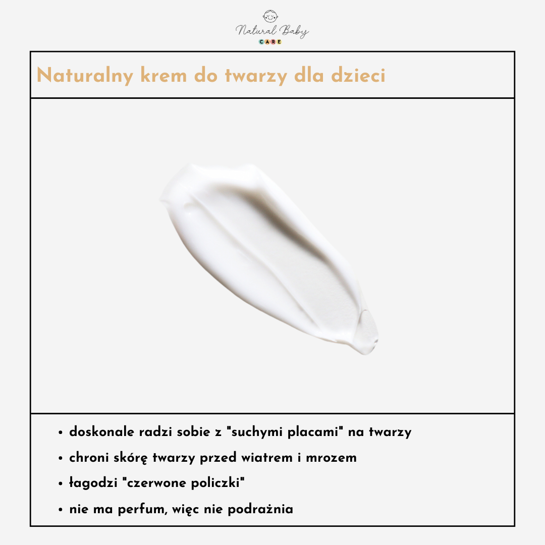 Naturalny krem do twarzy dla dzieci na białym tle, idealny do pielęgnacji wrażliwej skóry niemowląt.